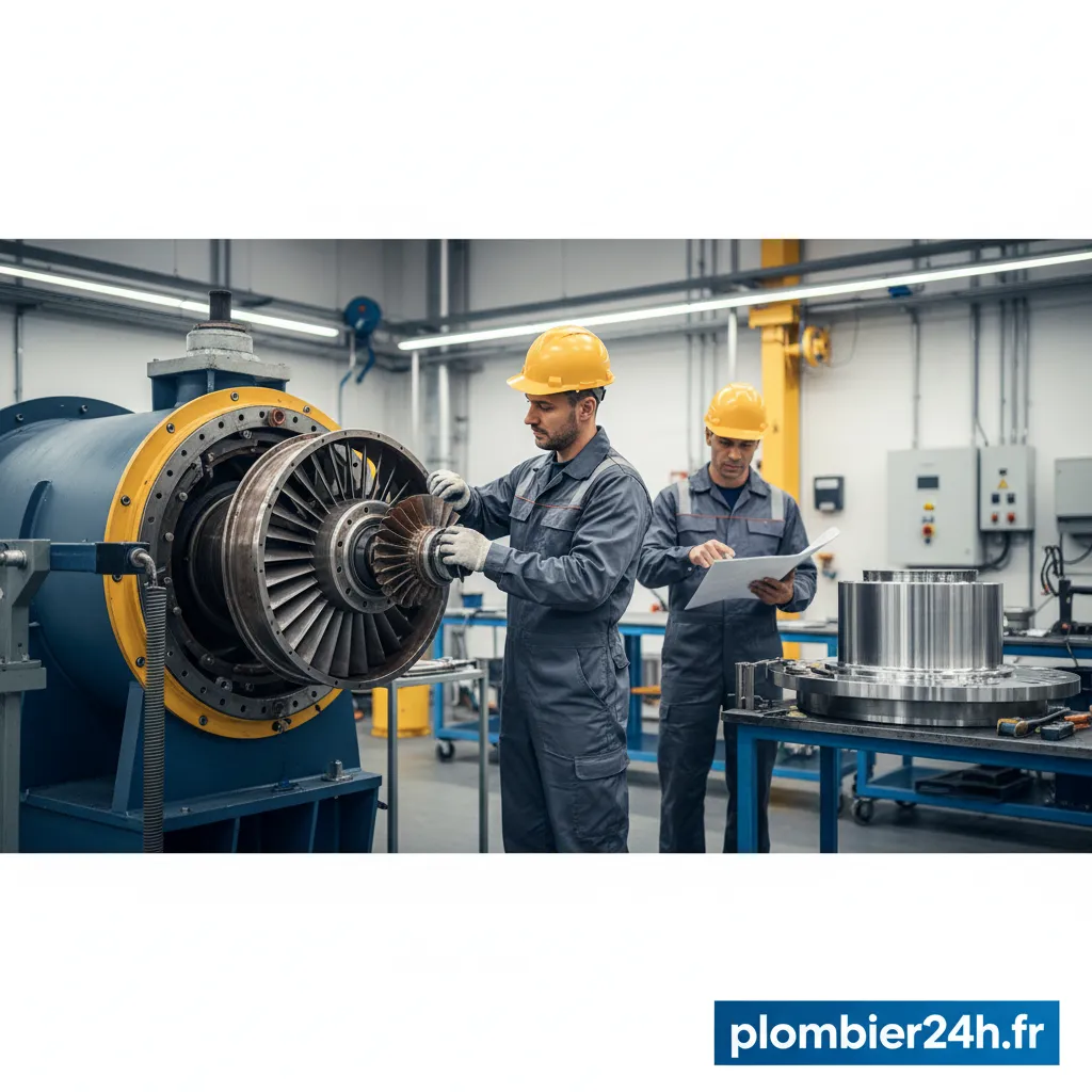 Technicien effectuant le changement d'une turbine d'aspiration usée