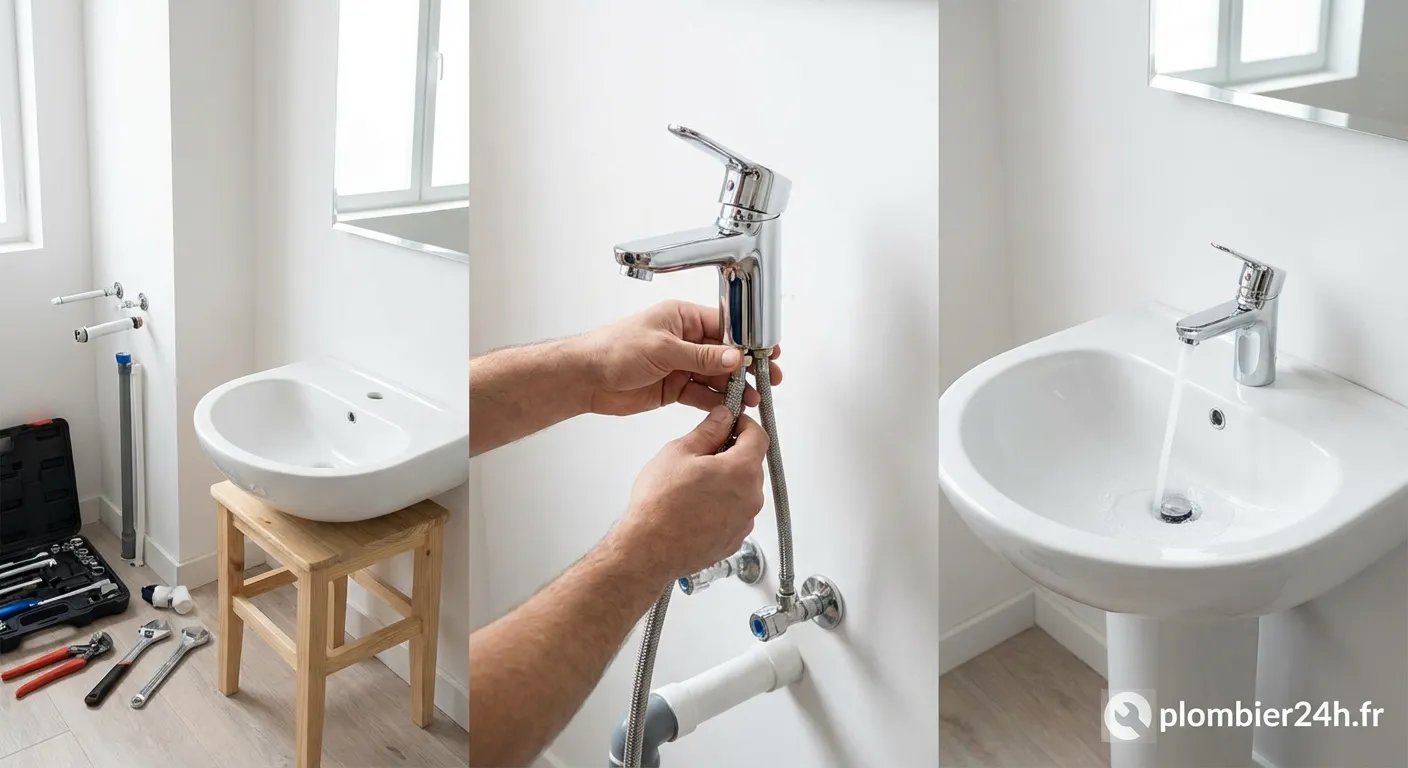 Installation d'un lave-mains dans une salle de bain moderne