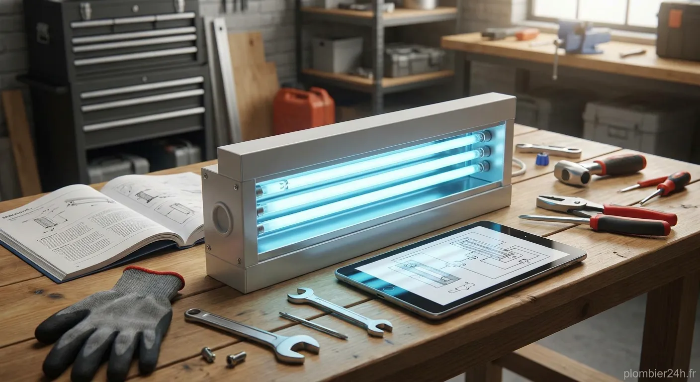 Installation professionnelle d'une lampe UV-C dans un système HVAC