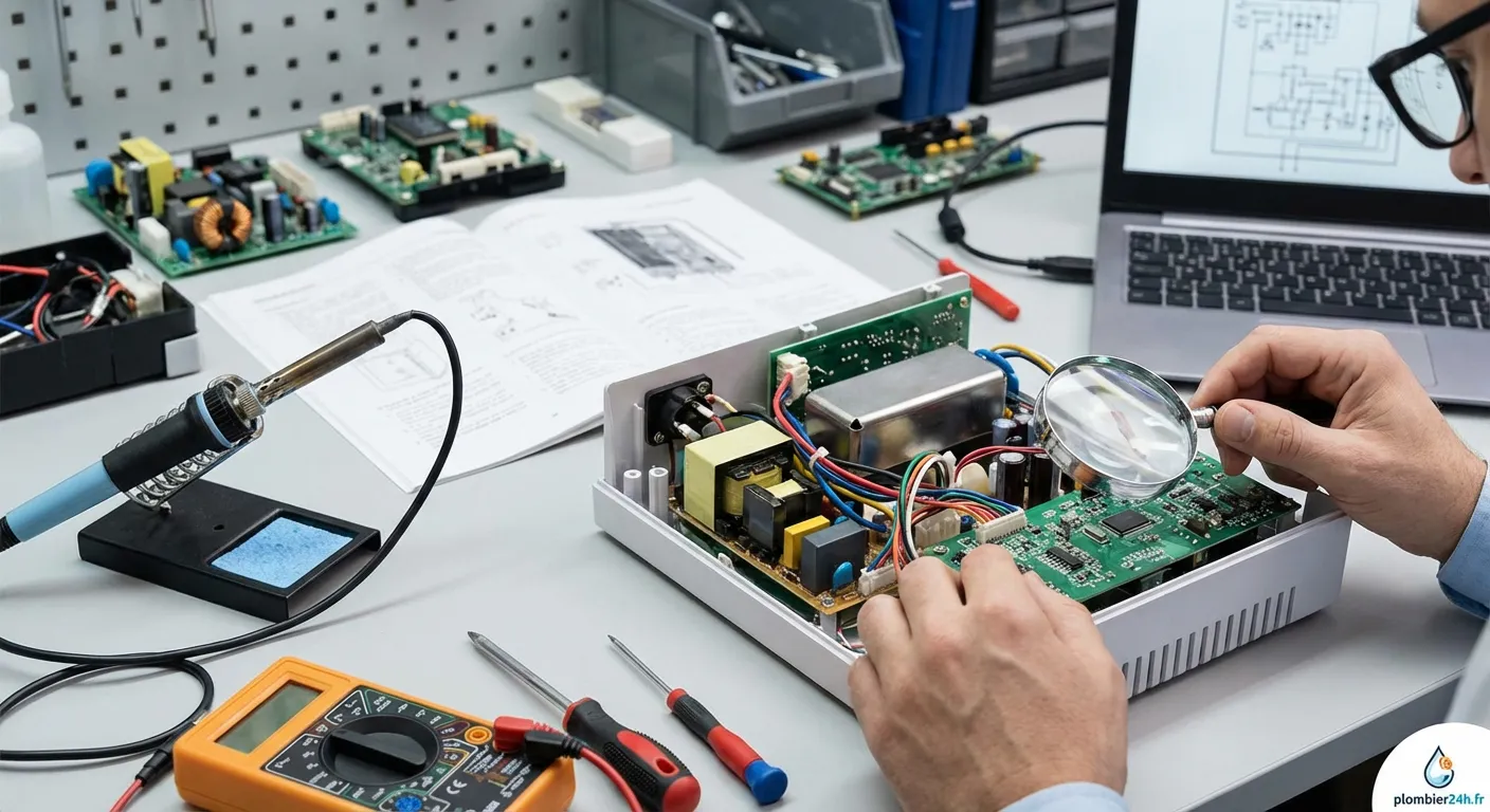 Technicien réparant un ioniseur d'air domestique